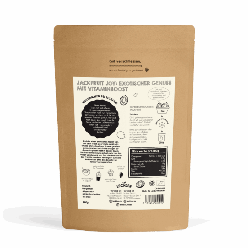 Gefriergetrocknete Jackfruit Packung Rückseite